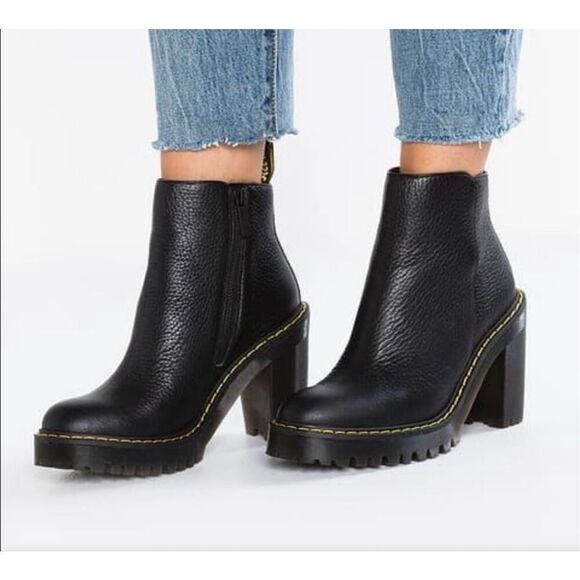 Dr. Martens Magdalena Aunt Sally Leather Chunky Boots size EU 43 US 11 Black - Picture 1 of 13